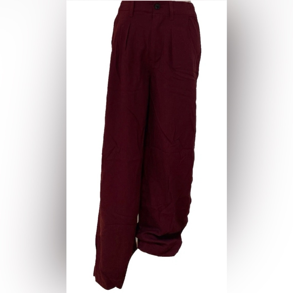 Madewell The Neale Straight-Leg Pant in Drapeweave Burgundy Size 00